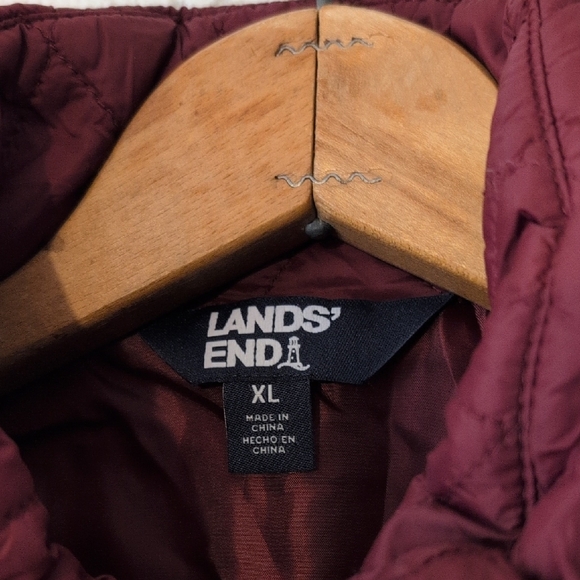 Lands' End Women's Quilted Maroon Vest - Picture 2 of 7